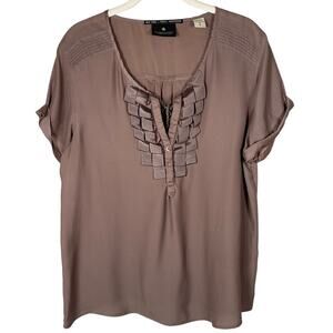 Masion Scotch & Soda Purple Short Sleeve Pleated Front Blouse Women's Large